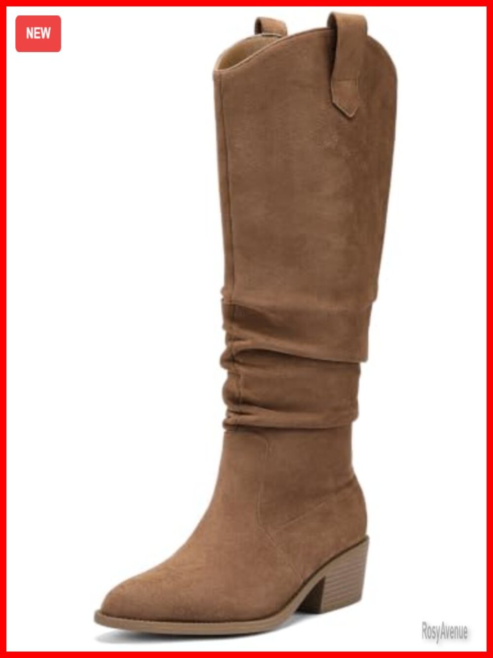Wide Calf Knee High Boots Pointed Toe Slouch Suede Tall Boots